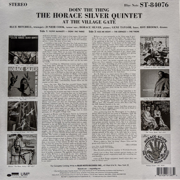 The Horace Silver Quintet - Doin' The Thing - At The Village Gate (VINYL) | Near Mint (NM or M-)
