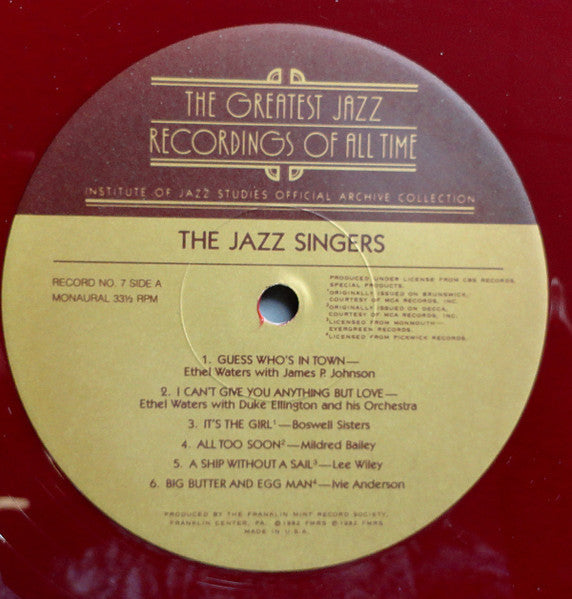 Various - The Jazz Singers (BOX SET) | Near Mint (NM) Near Mint (NM)