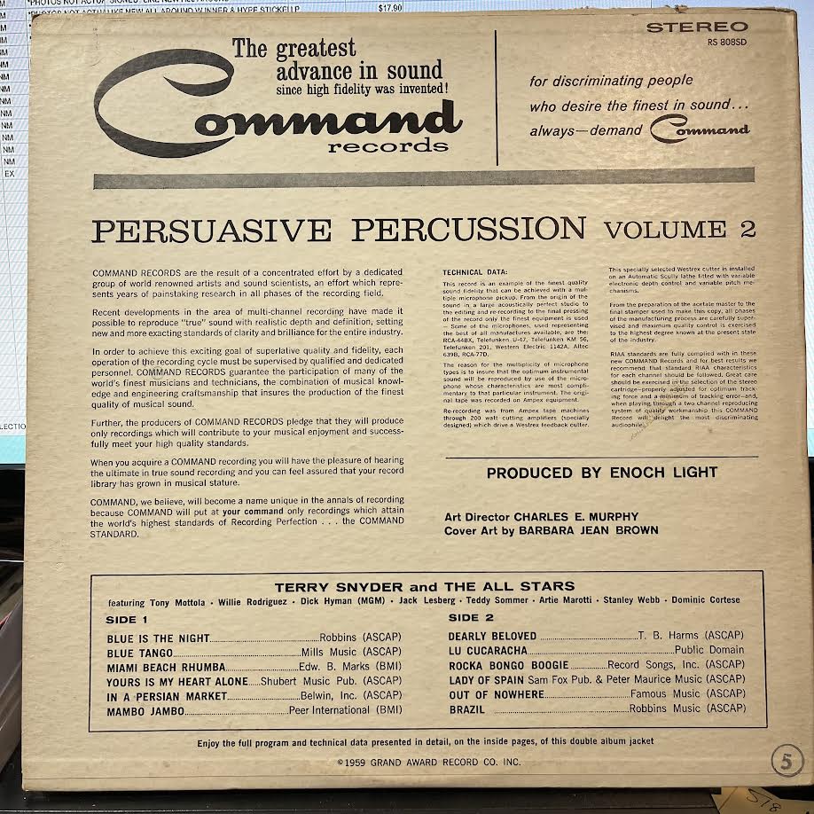 Terry Snyder And The All Stars - Persuasive Percussion Volume 2 (VINYL) | Near Mint (NM) Excellent (EX)