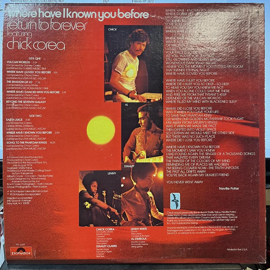 Return To Forever - Where Have I Known You Before (VINYL) | Near Mint (NM) Very Good Plus (VG+)