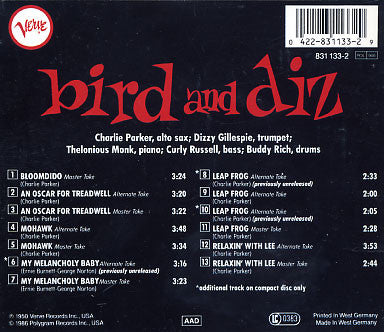 Charlie Parker - Bird And Diz (cd) | Near Mint (NM) Near Mint (NM)