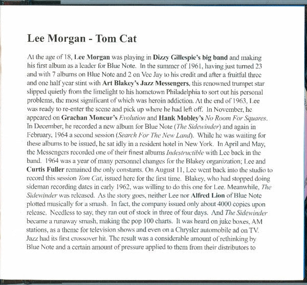 Lee Morgan - Tom Cat (XR CD) | Near Mint (NM or M-)