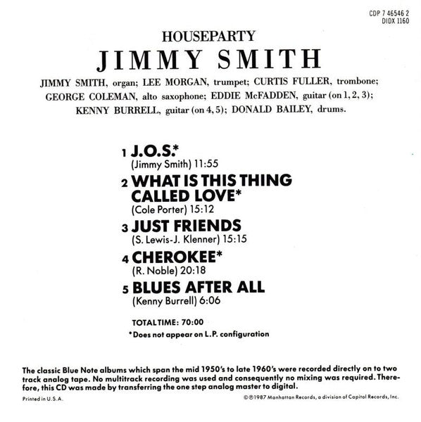 Jimmy Smith - House Party (CD) | Near Mint (NM or M-)
