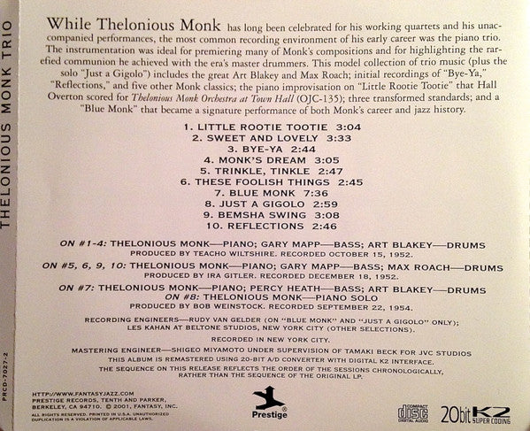 Thelonious Monk Trio - Thelonious Monk Trio (CD) | Near Mint (NM or M-)