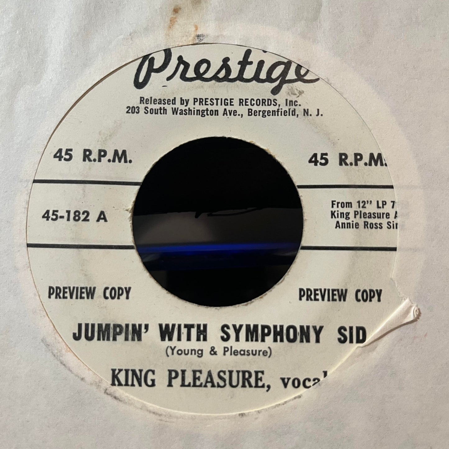 King Pleasure - Jumpin' With Symphony Sid / Parker's Mood (7" VINYL) | Very Good Plus (VG+) Generic