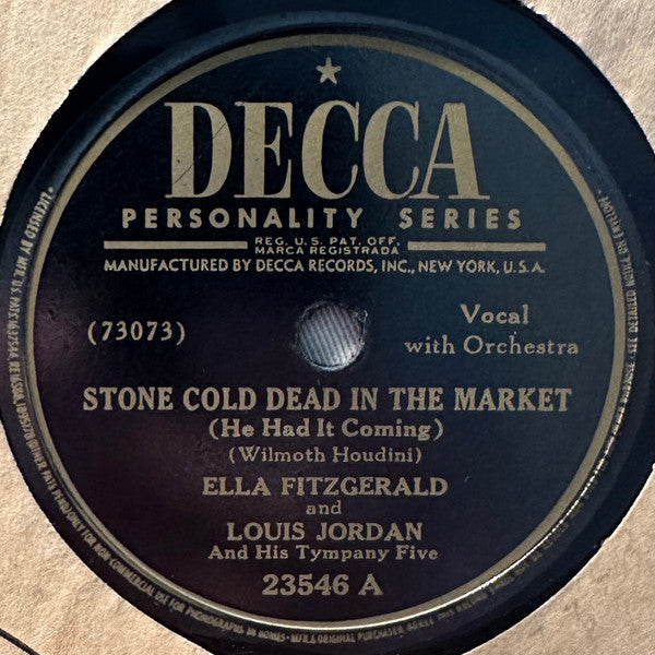 Ella Fitzgerald - Stone Cold Dead In The Market / Petootie Pie (10" 78RPM RECORD) | Very Good (VG) Generic