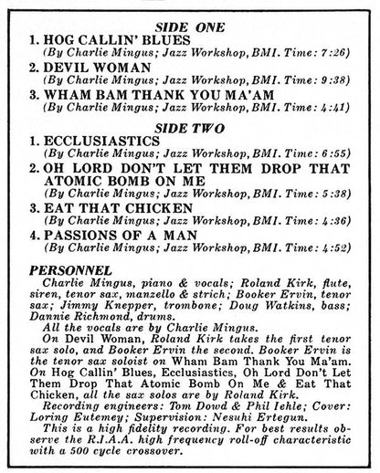 Charles Mingus Oh Yeah LP Mint (M) Mint (M)