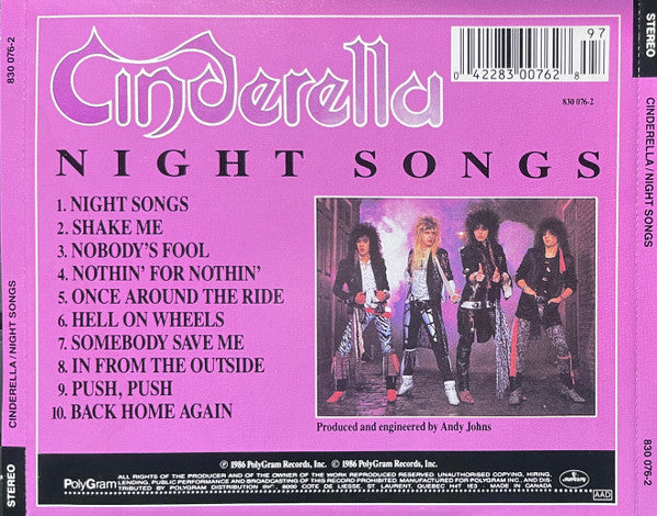 Cinderella (3) - Night Songs (CD) | Excellent+ (EX+) Excellent (EX)