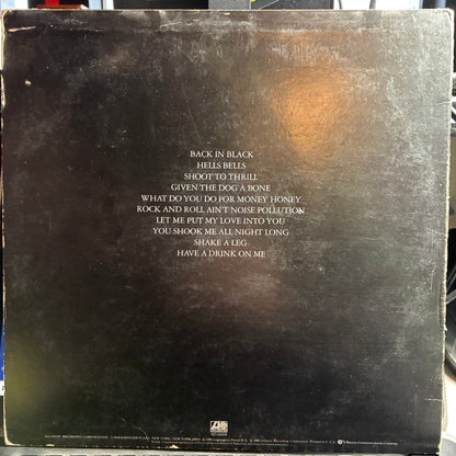 AC/DC - Back In Black (VINYL) | Excellent+ (EX+) Very Good Plus (VG+)