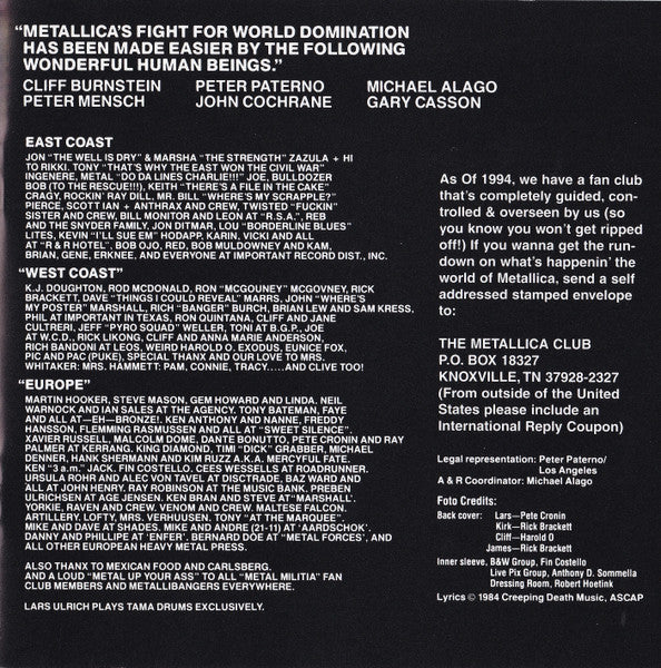 Metallica - Ride The Lightning (CD) | Excellent (EX)