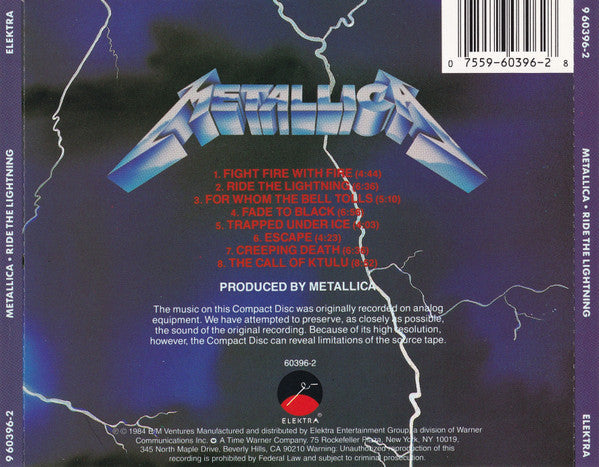 Metallica - Ride The Lightning (CD) | Excellent (EX)