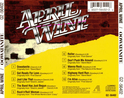 April Wine - Oowatanite (CD) | Excellent (EX) Excellent (EX)