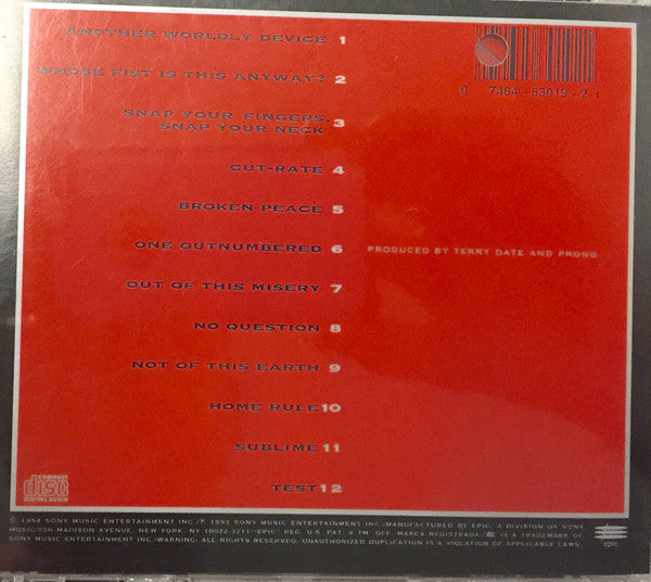 Prong - Cleansing (CD) | Near Mint (NM or M-)