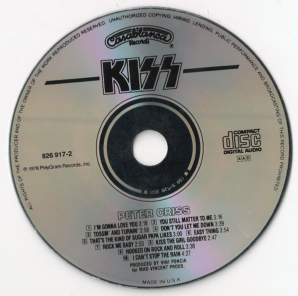 Kiss - Peter Criss (CD) | Near Mint (NM) Near Mint (NM)