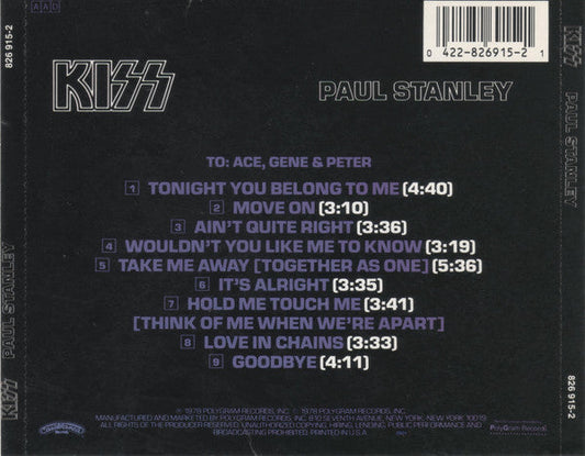 Kiss - Paul Stanley (CD) | Near Mint (NM) Near Mint (NM)