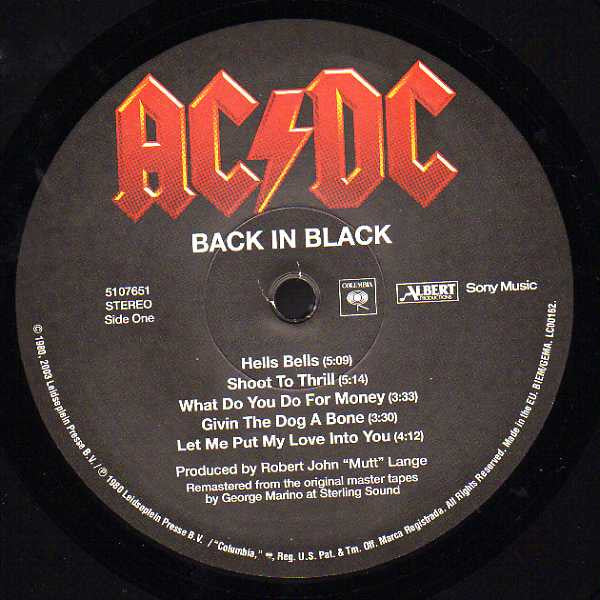 AC/DC - Back In Black (VINYL) | Near Mint (NM or M-)