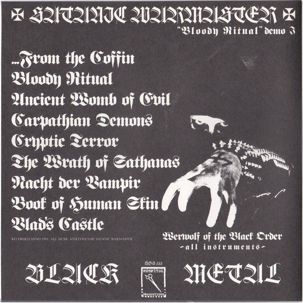 Satanic Warmaster - "Bloody Ritual" Demo I (7" VINYL) | Near Mint (NM) Near Mint (NM)