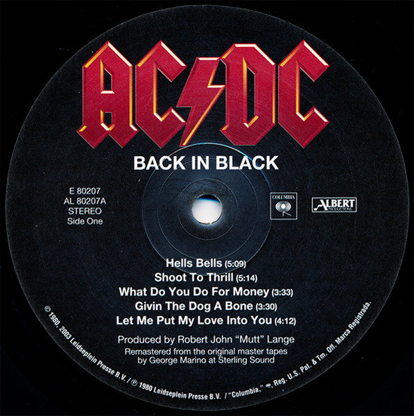 AC/DC - Back In Black (VINYL) | Near Mint (NM) Near Mint (NM)