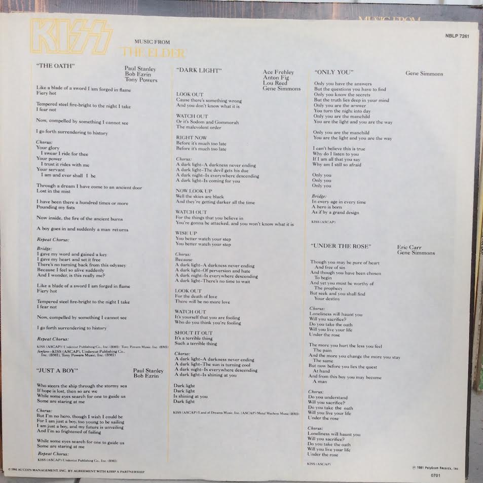 Kiss - (Music From) The Elder (VINYL) | Near Mint (NM) Near Mint (NM)