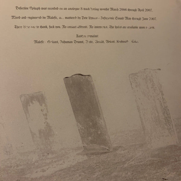 Xasthur - Defective Epitaph (2xVINYL) | Near Mint (NM) Mint (M)