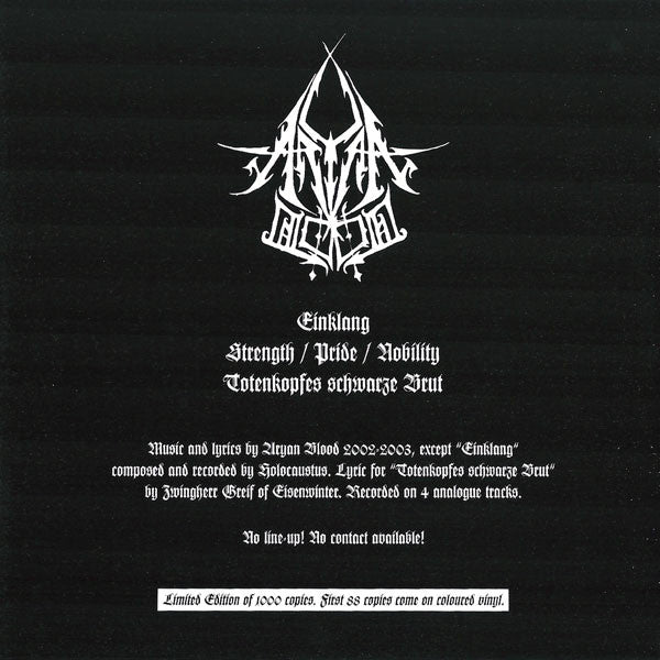 Aryan Blood - Strength / Pride / Nobility / The Chant Of Barbarian Wolves (7" VINYL) | Near Mint (NM) Near Mint (NM)