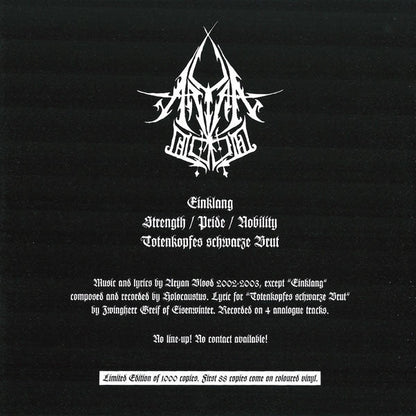 Aryan Blood - Strength / Pride / Nobility / The Chant Of Barbarian Wolves (7" VINYL) | Near Mint (NM) Near Mint (NM)