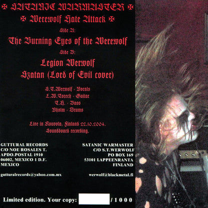 Satanic Warmaster - Werewolf Hate Attack Live!!! (7" VINYL) | Near Mint (NM) Near Mint (NM)