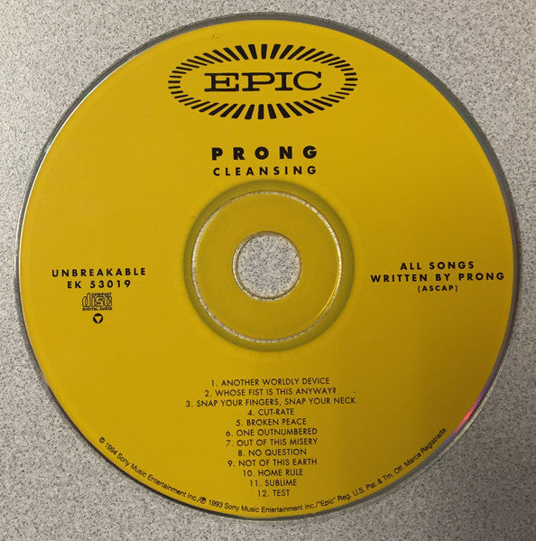 Prong - Cleansing (CD) | Near Mint (NM or M-)