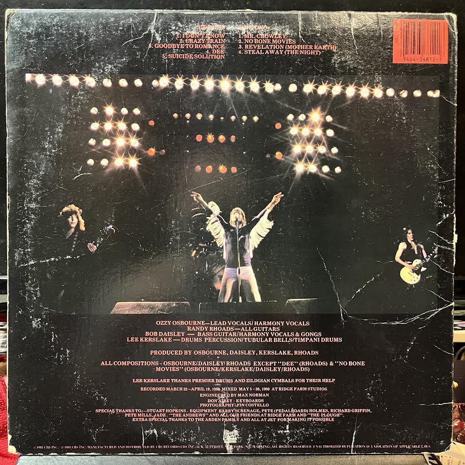 Ozzy Osbourne - Blizzard Of Ozz (VINYL) | Very Good Plus (VG+) Very Good (VG)
