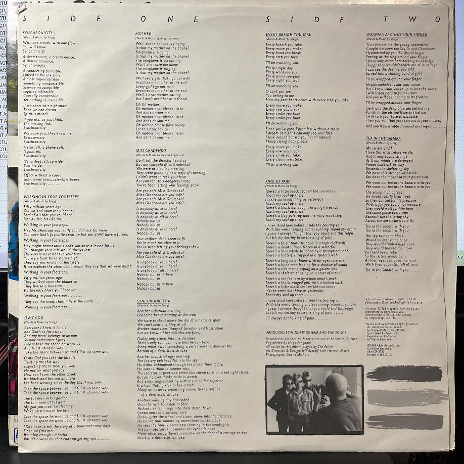 The Police - Synchronicity (VINYL) | Excellent+ (EX+) Excellent (EX)