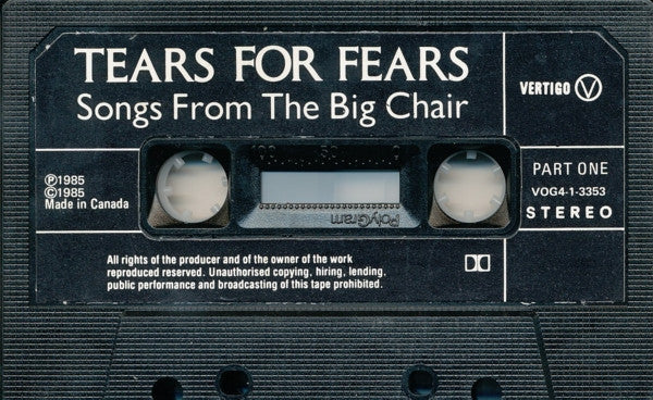 Tears For Fears - Songs From The Big Chair (CASS) | Excellent (EX) Excellent (EX)