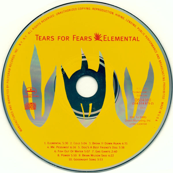 Tears For Fears - Elemental (CD) | Near Mint (NM) Near Mint (NM)