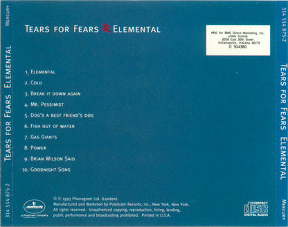 Tears For Fears - Elemental (CD) | Near Mint (NM) Near Mint (NM)