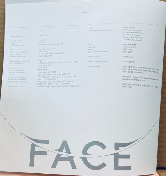 Jimin (2) - Face (VINYL) | Mint (M) Near Mint (NM)