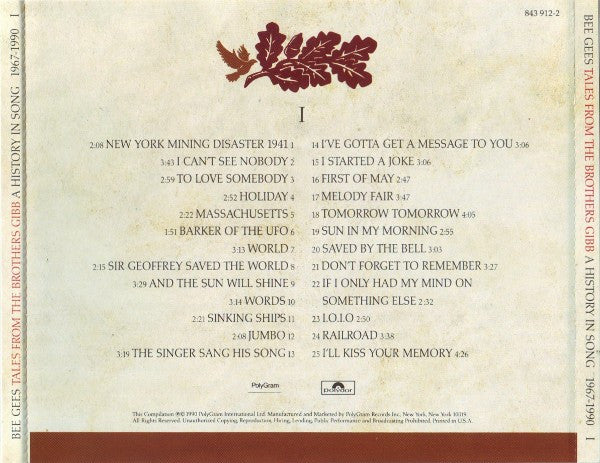 Bee Gees - Tales From The Brothers Gibb: A History In Song 1967 -1990 (4xCD) | Excellent+ (EX+)