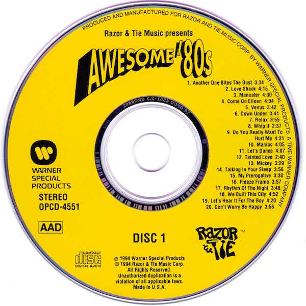 Various - Awesome '80s (2xCD) | Excellent+ (EX+) Excellent+ (EX+)