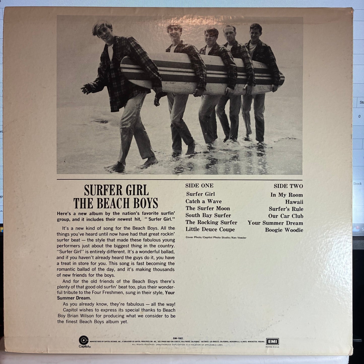 The Beach Boys - Surfer Girl (VINYL) | Excellent+ (EX+) Excellent (EX)