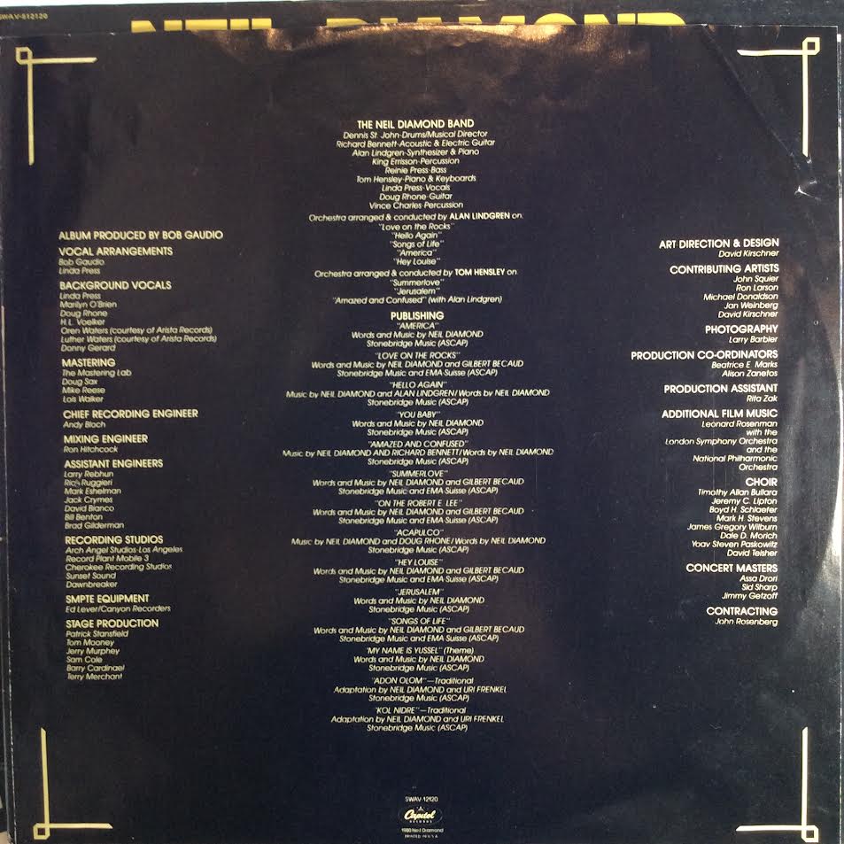 Neil Diamond - The Jazz Singer (Original Songs From The Motion Picture) (VINYL) | Near Mint- (NM-) Excellent (EX)