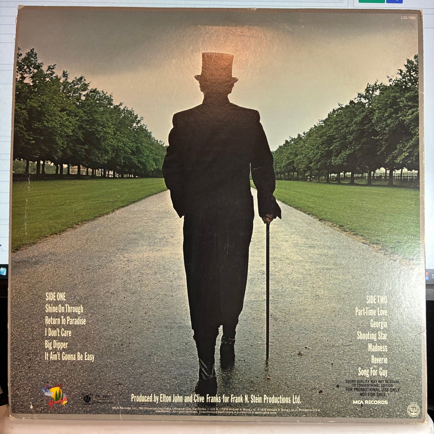 Elton John - A Single Man (PICTURE DISC VINYL) | Near Mint (NM or M-) Very Good Plus (VG+)