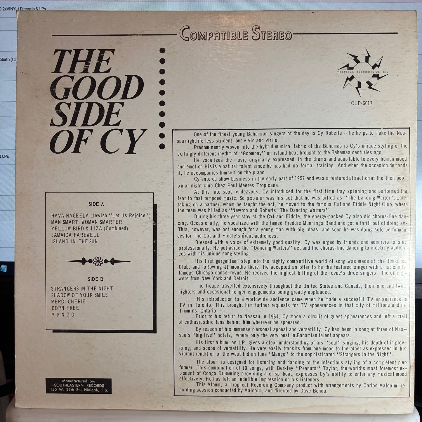Cy Roberts - The Good Side Of Cy (VINYL) | Very Good (VG) Very Good Plus (VG+)