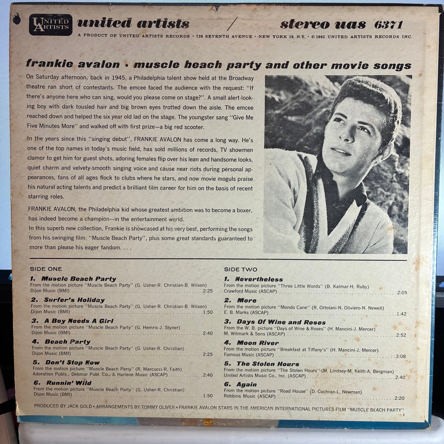 Frankie Avalon - Muscle Beach Party And Other Motion Picture Songs (VINYL) | Very Good (VG) Very Good Plus (VG+)
