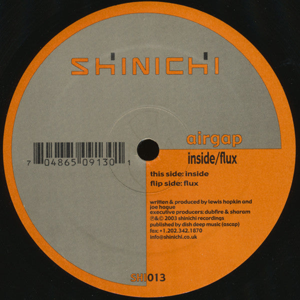 Airgap - Inside / Flux (12" VINYL) | Excellent+ (EX+) Near Mint (NM)