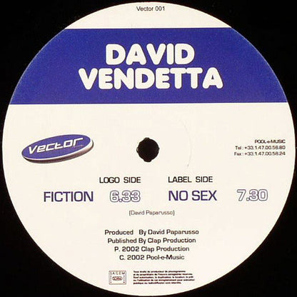 David Vendetta - Fiction / No Sex (12" VINYL) | Near Mint (NM) Generic