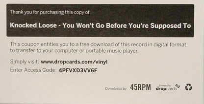 Knocked Loose - You Won't Go Before You're Supposed To (VINYL) | Mint (M) Mint (M)