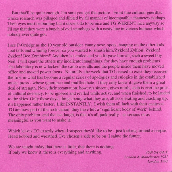 Throbbing Gristle - 20 Jazz Funk Greats (CD) | Mint (M) Mint (M)