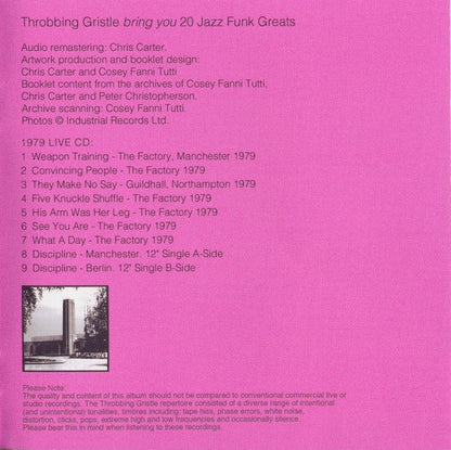 Throbbing Gristle - 20 Jazz Funk Greats (CD) | Mint (M) Mint (M)