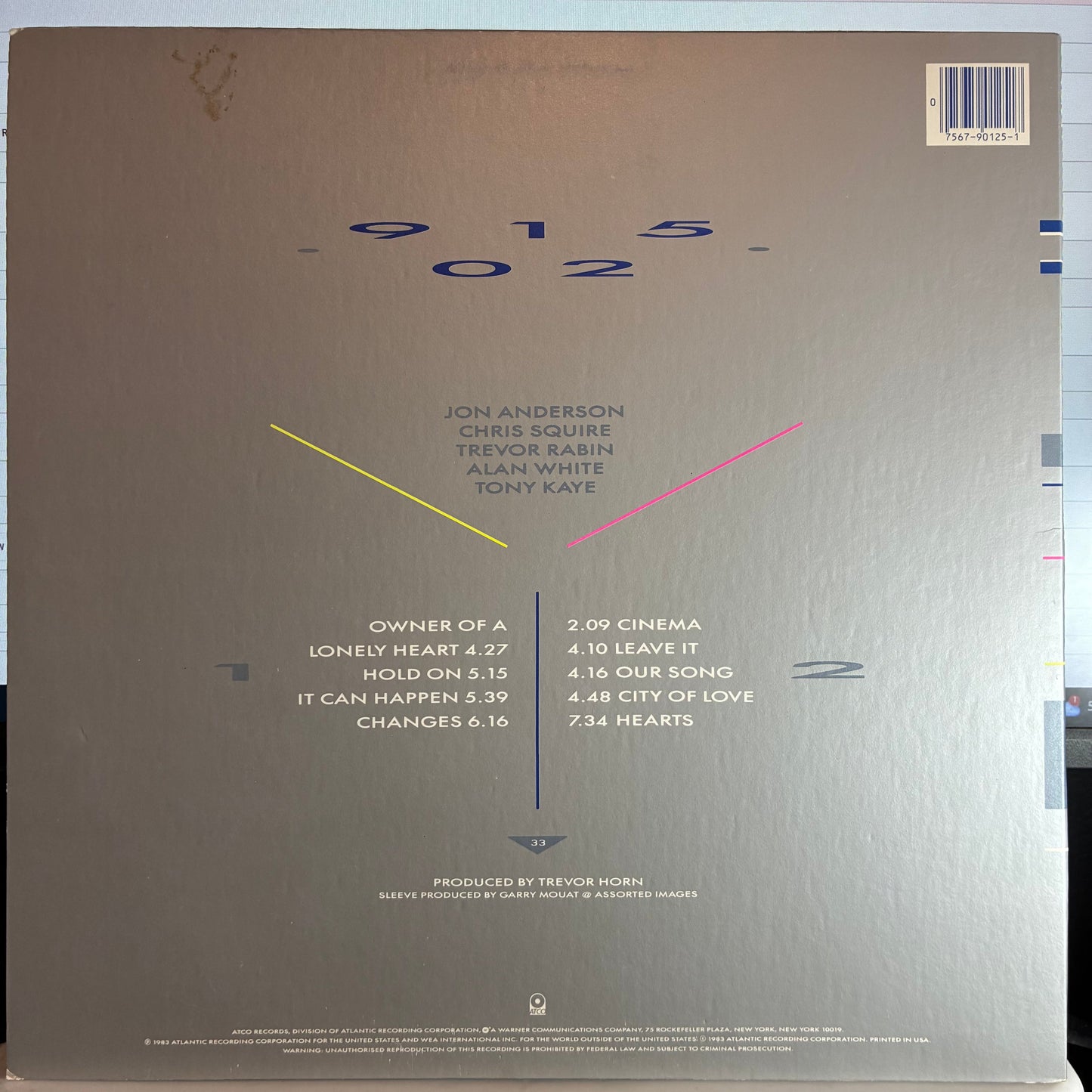Yes - 90125 (VINYL) | Excellent+ (EX+) Excellent (EX)