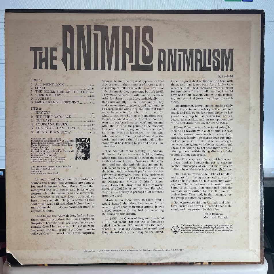 The Animals - Animalism (VINYL) | Excellent+ (EX+) Excellent (EX)