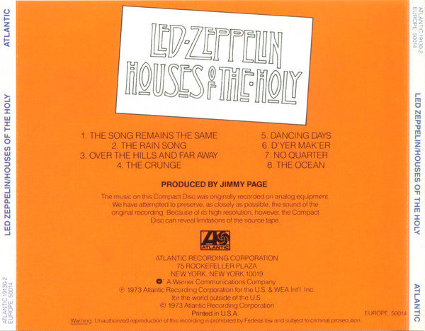 Led Zeppelin - Houses Of The Holy (CD) | Excellent+ (EX+) Near Mint (NM)
