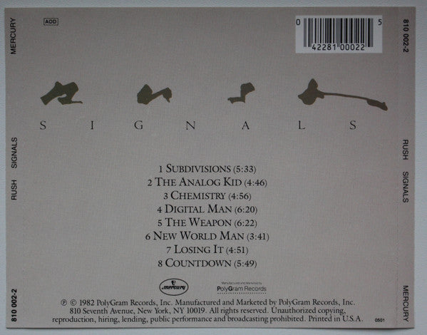 Rush - Signals (CD) | Excellent+ (EX+) Near Mint (NM)